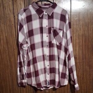 Magellan Outdoors Maroon and White Plaid Shirt